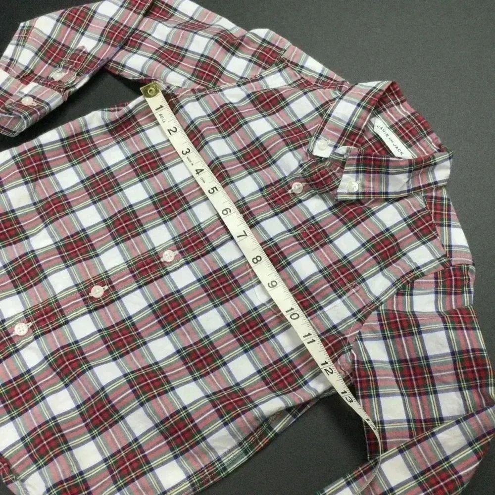 Boys Janie and Jack Shirt, Size 4, Red and White Plaid Long‎ sleeve